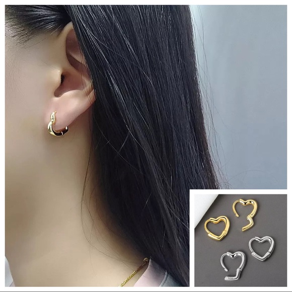 2️⃣2/$50 AL STUDIO Heart shaped earrings (Gold) - Picture 3 of 6
